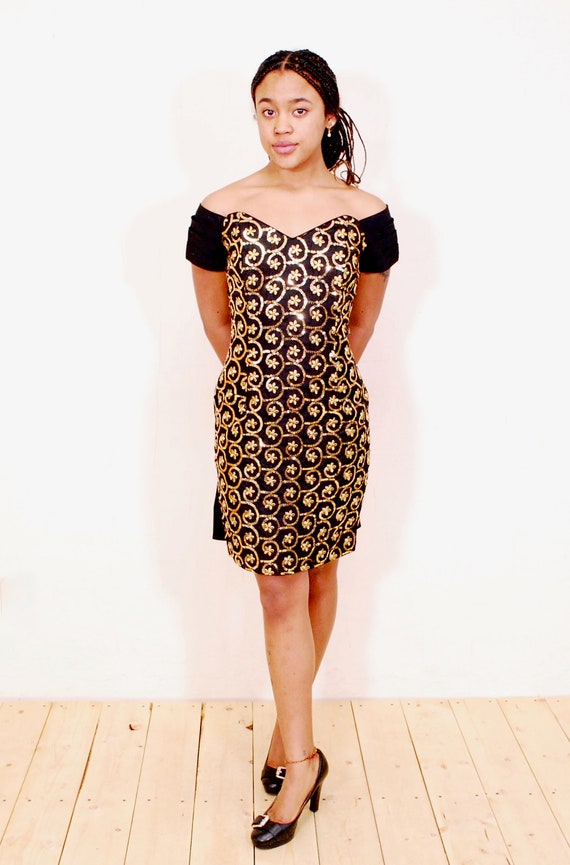 1980's Black GUNNE SAX Dress with Back Bow / Jess… - image 4