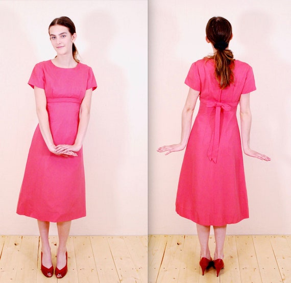 1960's Coral/Pink Crepe MARY G. Wiggle Dress with… - image 1