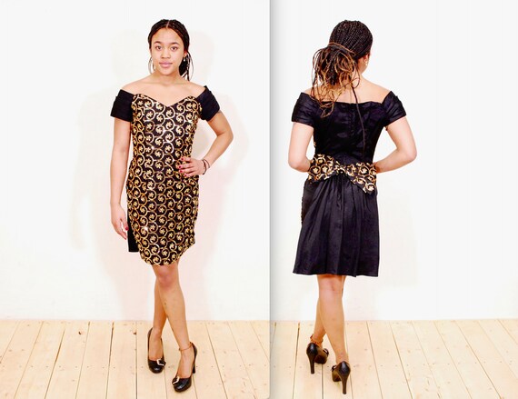 1980's Black GUNNE SAX Dress with Back Bow / Jess… - image 2