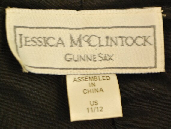 1980's Black GUNNE SAX Dress with Back Bow / Jess… - image 10