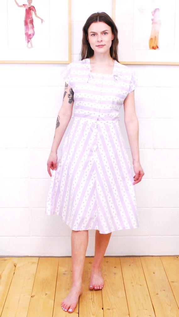 1950's/60's LEADING LADY Striped Floral Summer Ga… - image 3