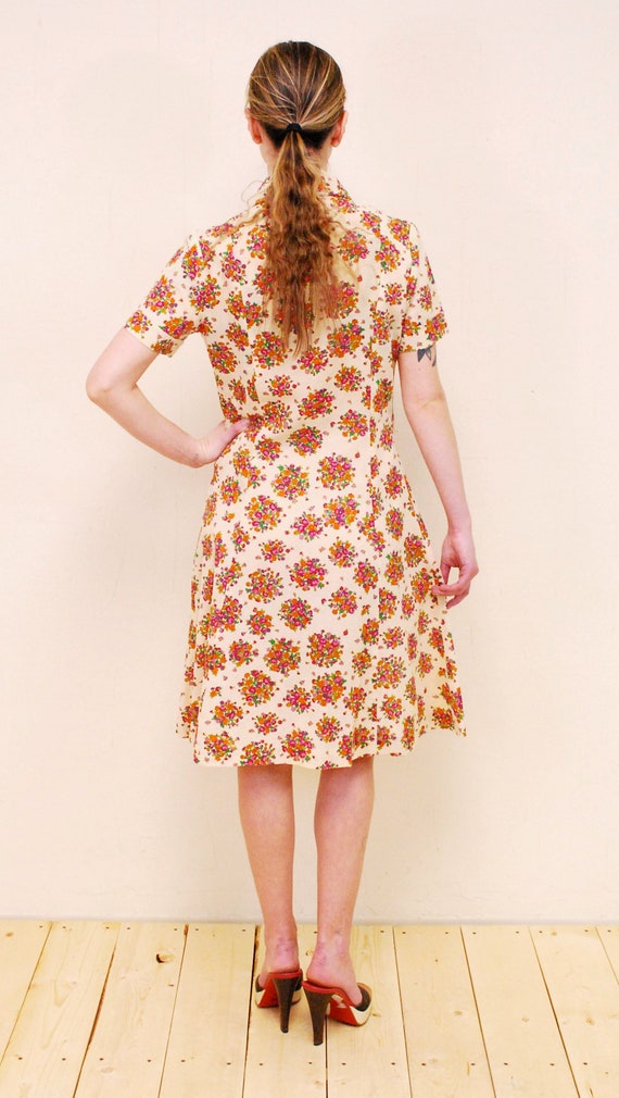 1960's/70's Tan Floral Hippie Dress / Summer Dres… - image 6