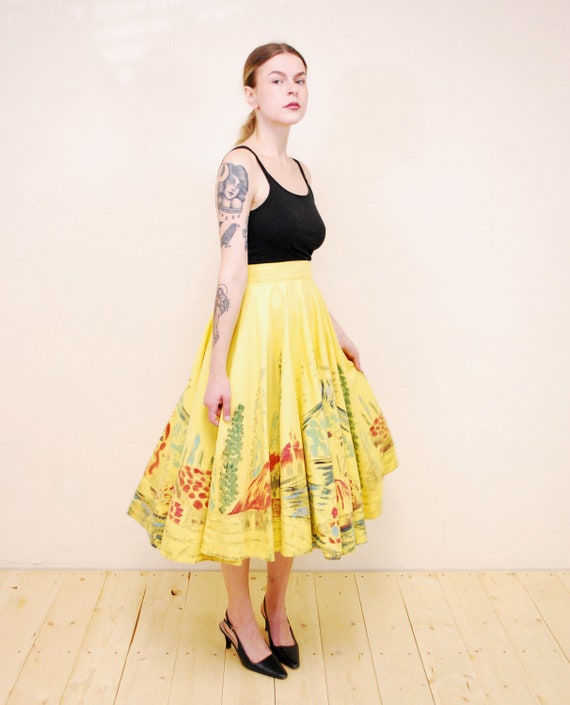 Vintage 1950's/60's Yellow Hand Painted Mexican W… - image 3