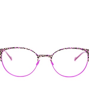 1990&#39;s LAFONT - ISSY & LA Panther Print Cat Eye Eyeglasses / Model Voila 1000 / Made in France / Rare Collectable Retro #2534