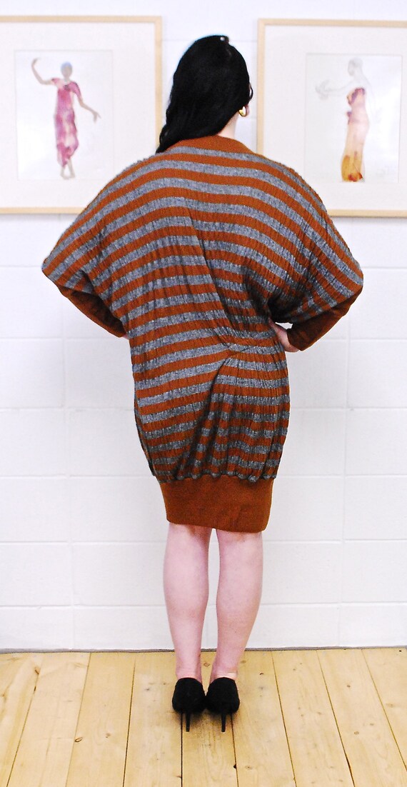 1980's ISSEY MIYAKE Brown and Grey Knit Dress / M… - image 7