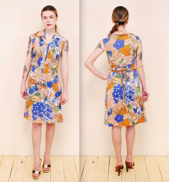 sachin and babi light blue dress 1970's Floral HOLT RENFREW Summer Dress / Sun Dress / Garden Party Dress /  Made in Italy / Rare Collectable Retro / Bjr