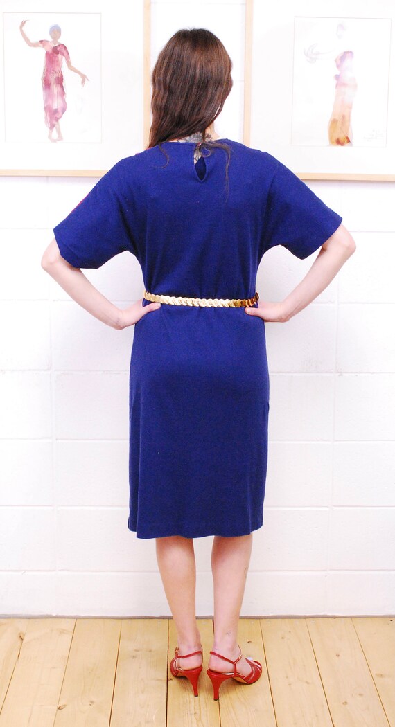 1970's Navy and Red Color Block ZANE T-Shirt Dres… - image 5