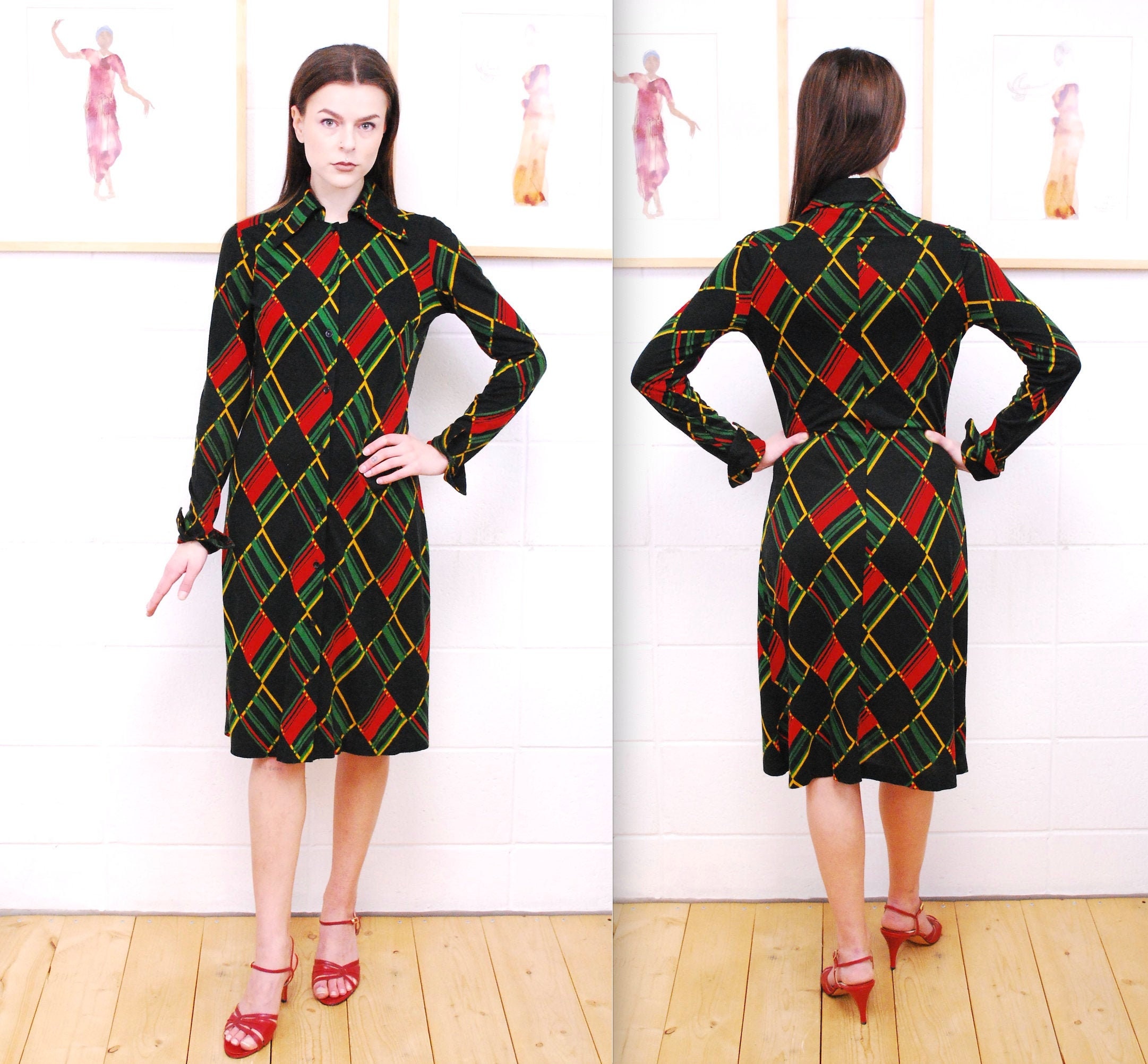 1970's DIANE Von FURSTENBERG Black Geometric Print ...