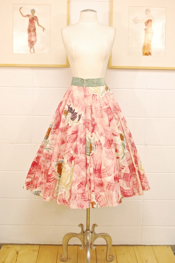 1940's/50's Mexican Hand Painted Wrap Circle Skirt