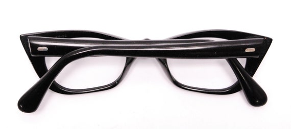 1950's/60's Jet Black Cat Eye Eyeglasses with Cas… - image 7