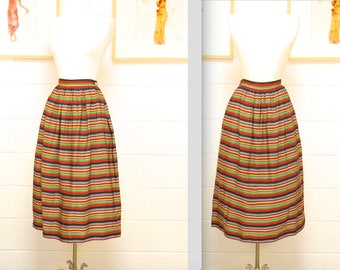 1940 's meerkleurig gestreepte Taffeta rok / zeldzame Collectable Retro