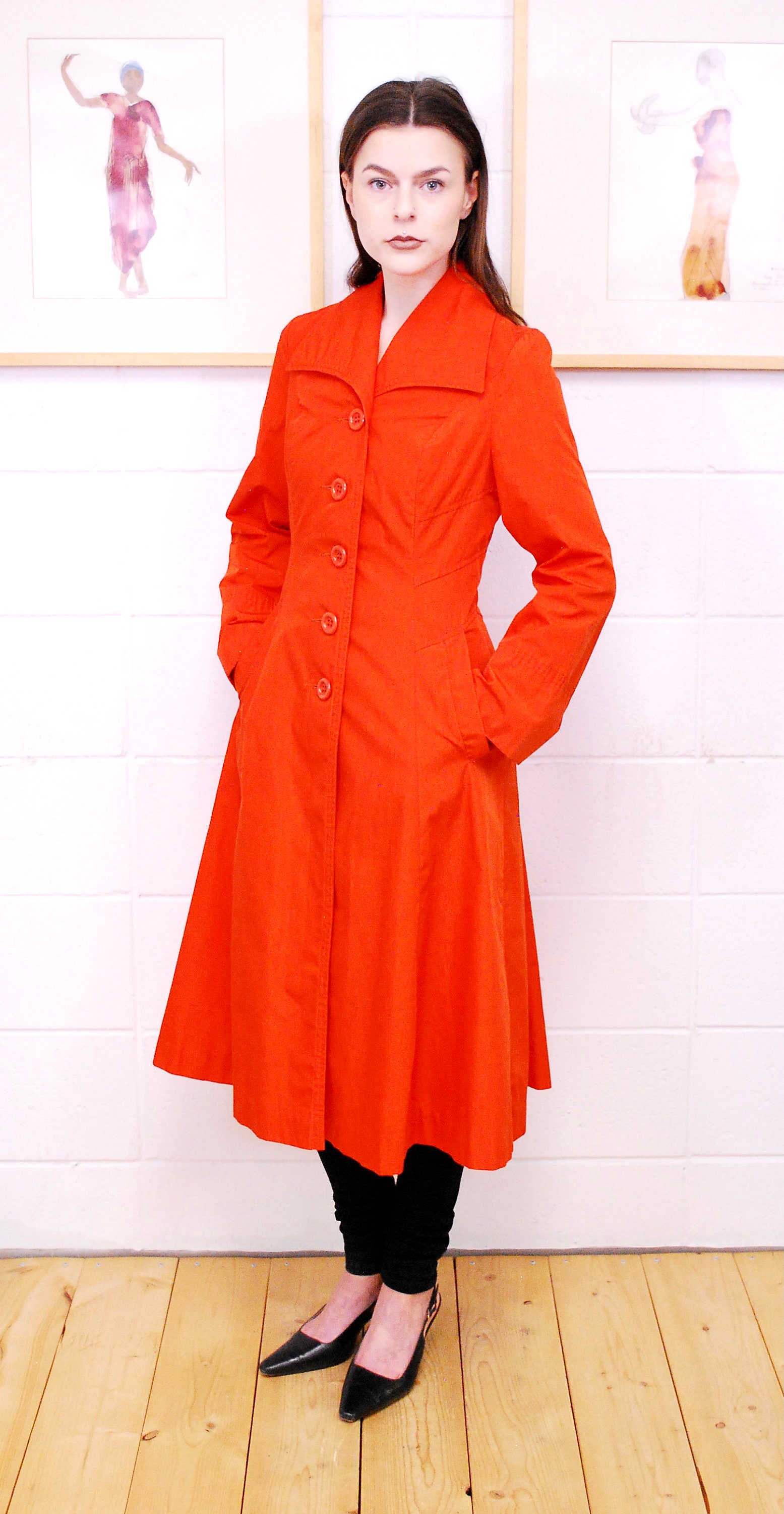 1970's Orange Full Length Spring Swing Coat / Trench Coat Etsy