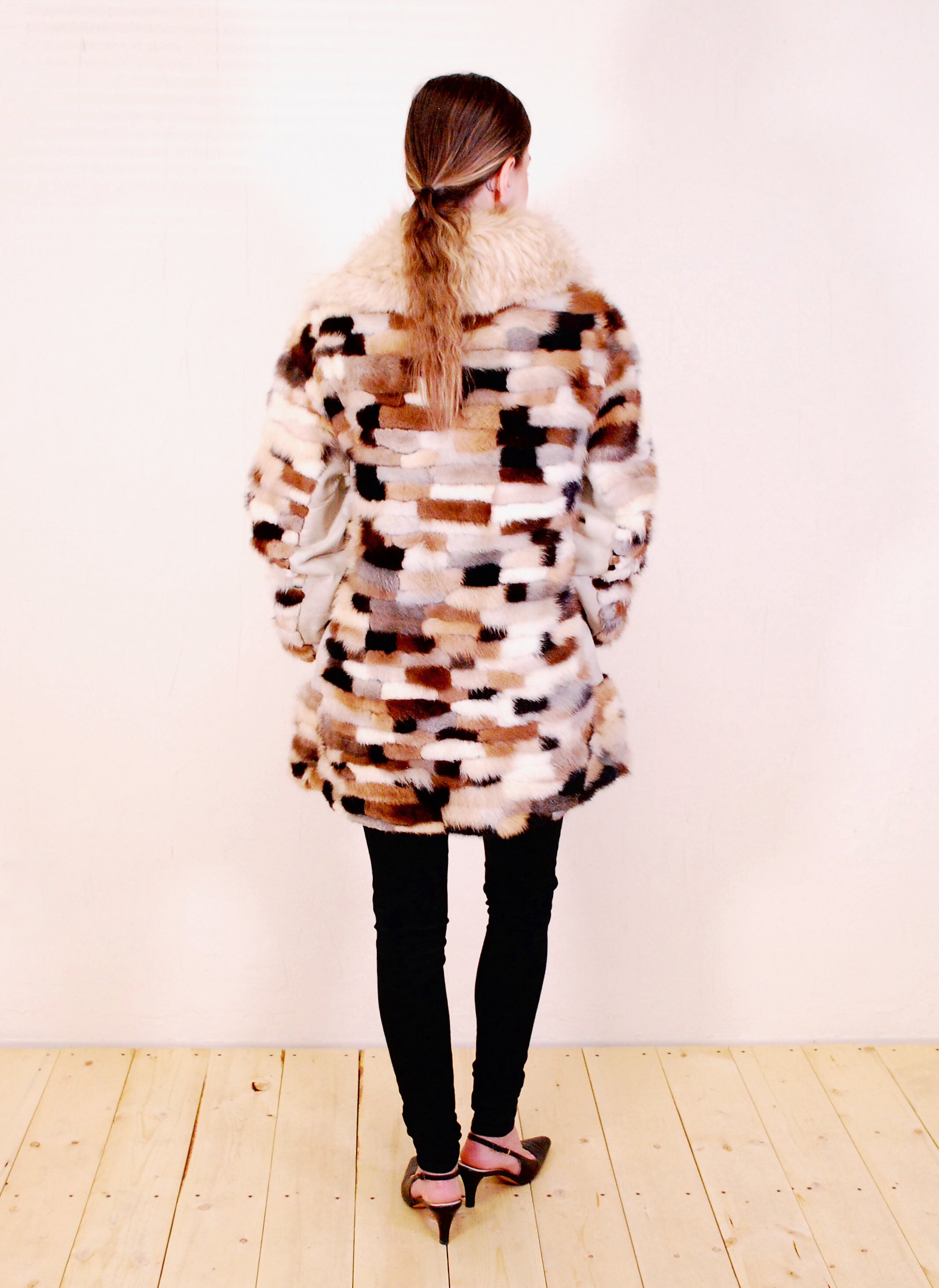 HAND PAINTED RECYCLE FUR JACKET