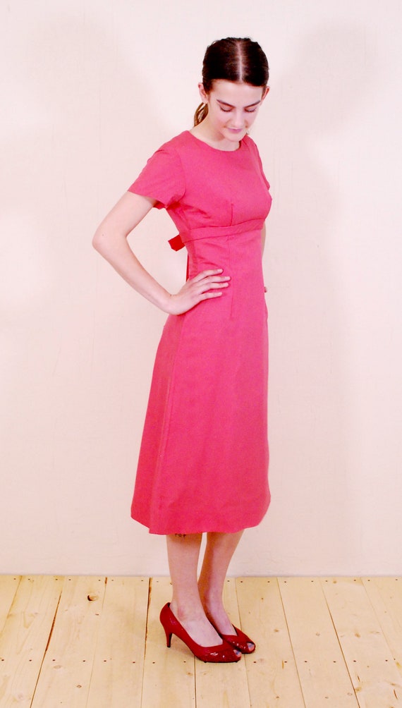 1960's Coral/Pink Crepe MARY G. Wiggle Dress with… - image 5