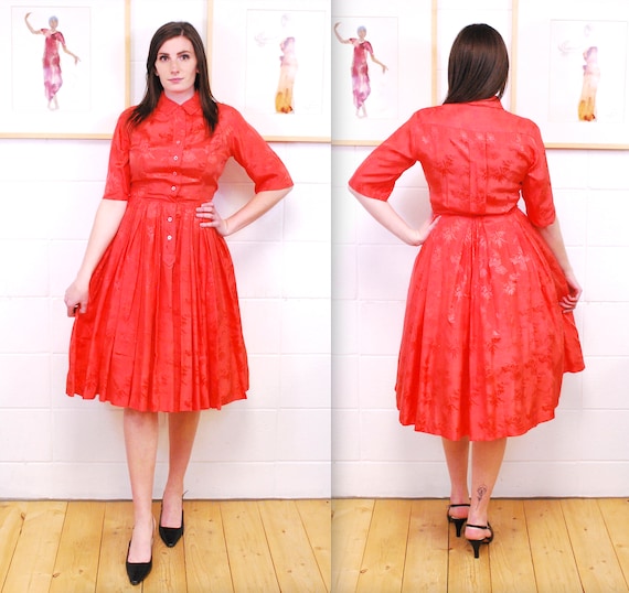 1960's Candy Apple Red MARTHA CLYDE Fit and Flare… - image 2