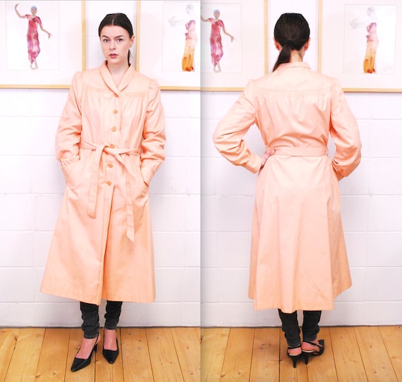 1970's Light Peach UTEX Full Length Swing Coat wi… - image 1