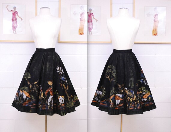 Vintage 1950's/60's Hand Painted Mexican Circle Sk