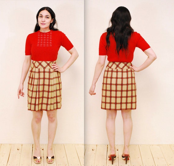 1960 s 70 s Brown Plaid HADLEY Kilt skirt Punk Rare Collectable Retro Etsy