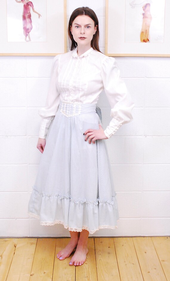 1970's/80's Blue and White GUNNIES Blouse & Skirt… - image 2