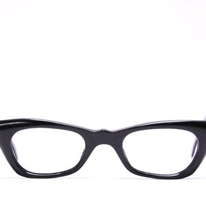 1950&#39;s/60&#39;s Jet Black Cat Eye Eyeglasses with Case / Made in Italy / Midcentury / Rockabilly / Rare Collectable Retro #2554