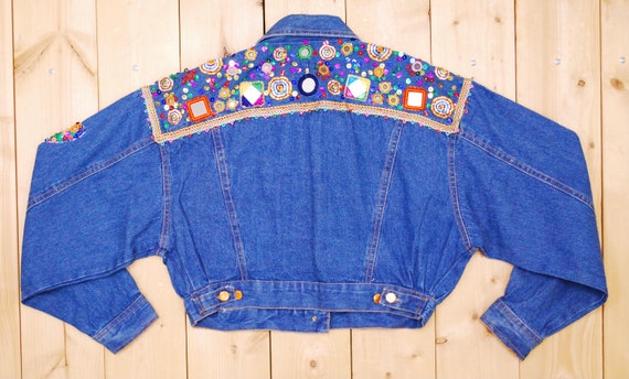ジャケット・アウター Cord Embroidery Detail Denim Jacket 1980's/90's JOU JOU Blue Denim Cropped Jacket With