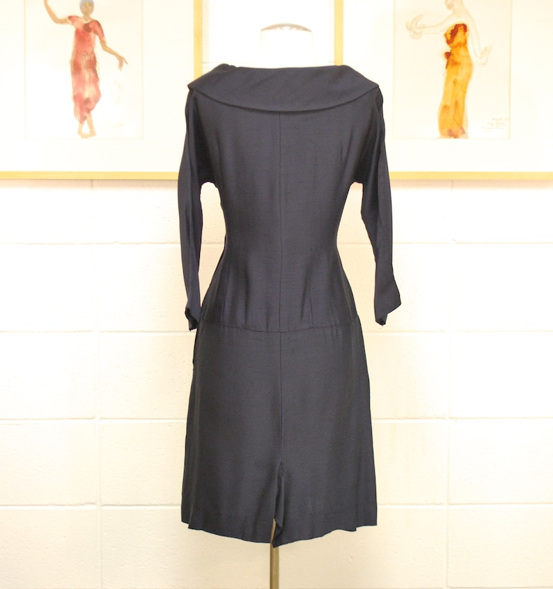 1950/'s60/'s Navy Party Dress Sailor Wiggle Dress Pinup Mad Men Rare Collectible Retro