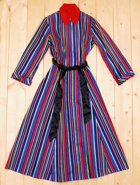 1940's/50's Striped Taffeta Dressing Gown / Hoste… - image 7