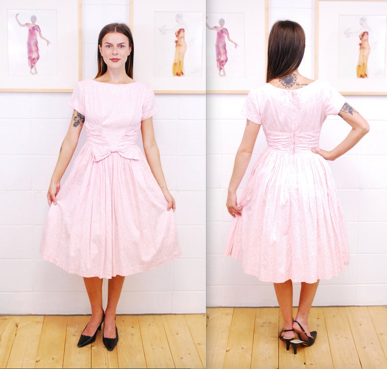 1950's/60's Pink Cotton Fit and Flare Garden Party - Etsy