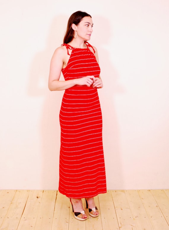 1970s Black Jersey Knit Maxi Dress