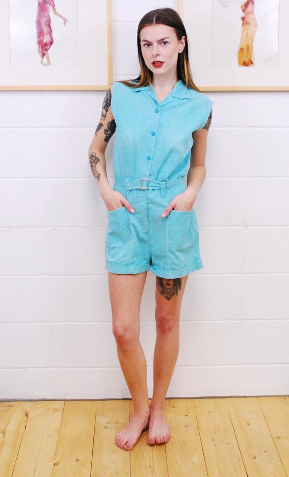 1950's/60's Seafoam Romper / Play Suit / Onesie /… - image 2