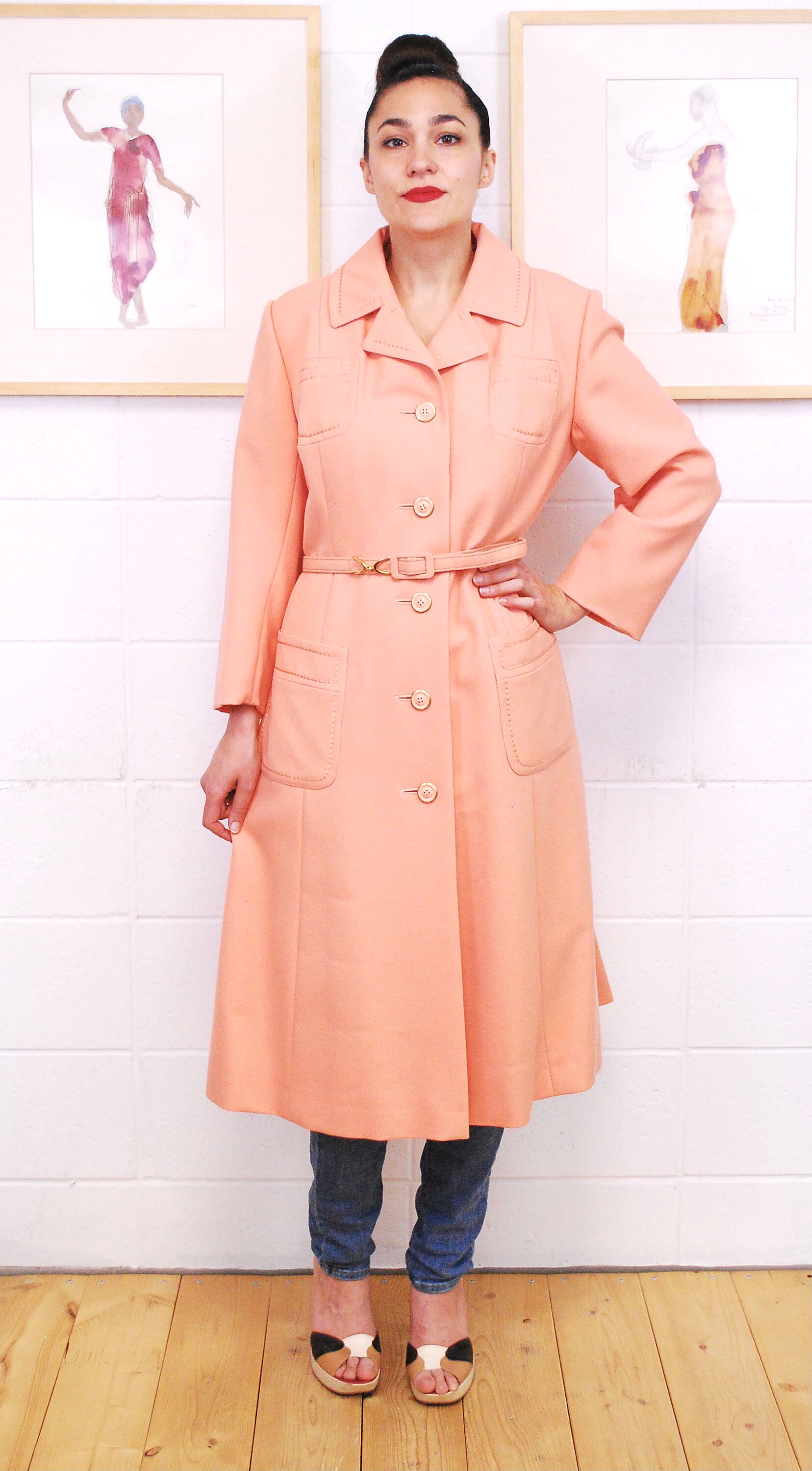 1970's Coral MONTESELLI Full Length Wool Swing Coat / - Etsy