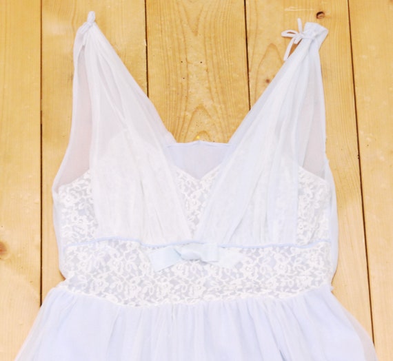 1960's Baby Blue Long Nightgown / Negligee / Nigh… - image 6