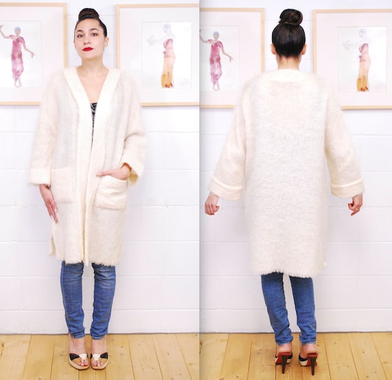 1970 s Ivory ANDREW STEWART Mohair Swing Coat Long Sweater Woven in Scotland Rare Collectable Retro Bjr Etsy Canada