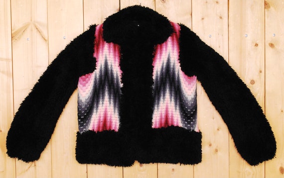 1980's/90's Black NORMA Rag Knit Tye Dye Print Ha… - image 5