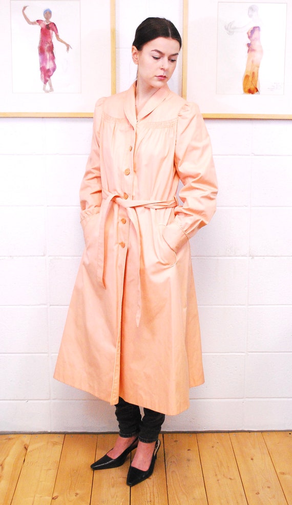 1970's Light Peach UTEX Full Length Swing Coat wi… - image 4