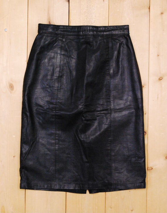 1980's/90's Black PELLE CUIR Leather Pencil Skirt… - image 4