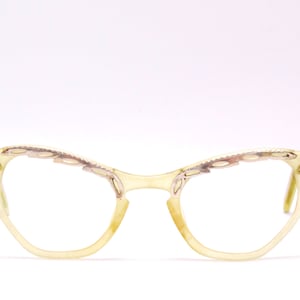 1950&#39;s/60&#39;s AppleJuice Cateye Optical Eyeglasses with Metal Brow Details / Midcentury / Rockabilly / Rare Collectable Retro #2443