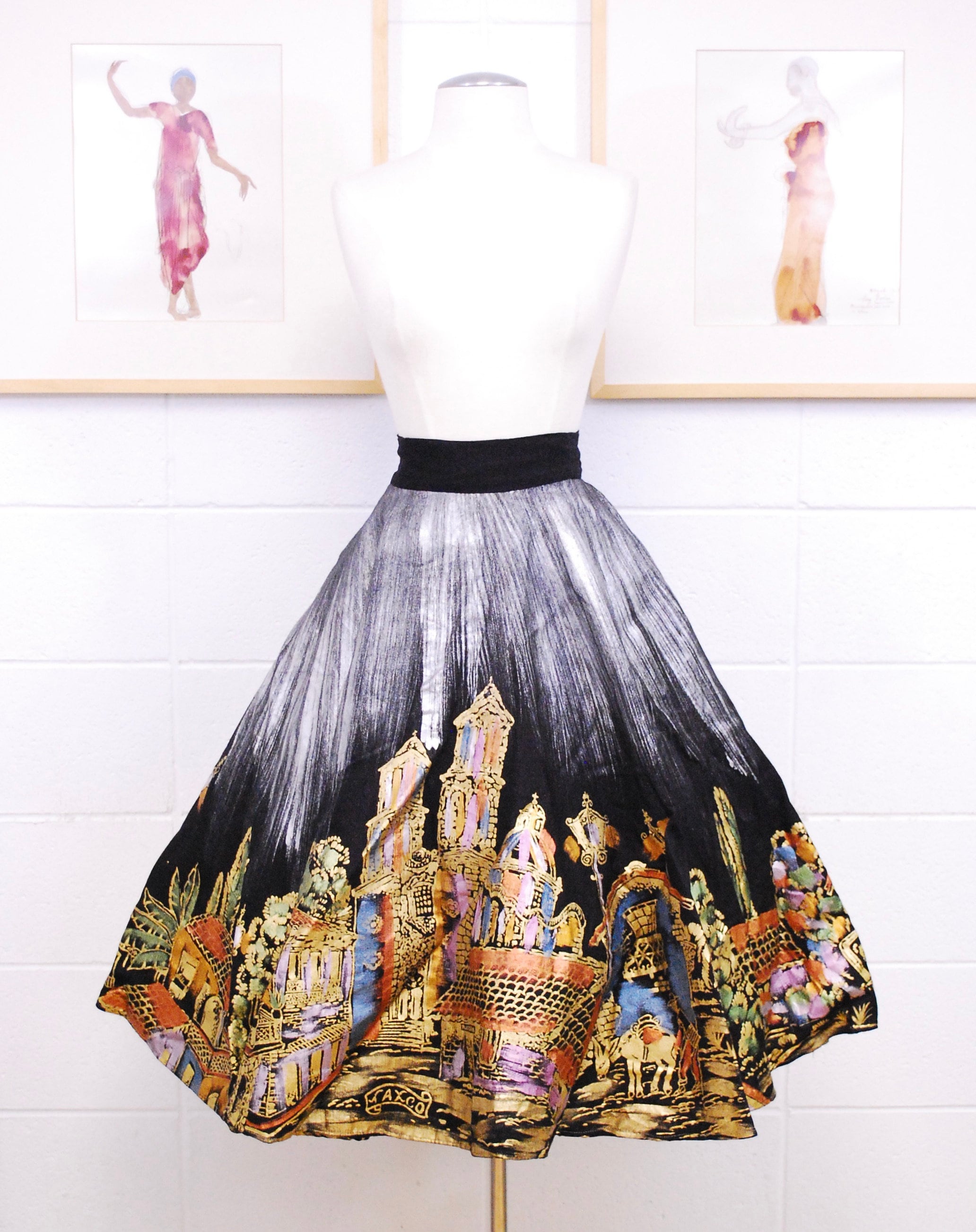 Vintage Skirt ヴィンテージスカート メキシカンプリント ヴィンテージ ペイント メキシカンスカート - 古着屋