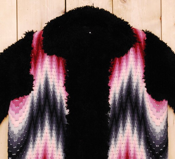 1980's/90's Black NORMA Rag Knit Tye Dye Print Ha… - image 6