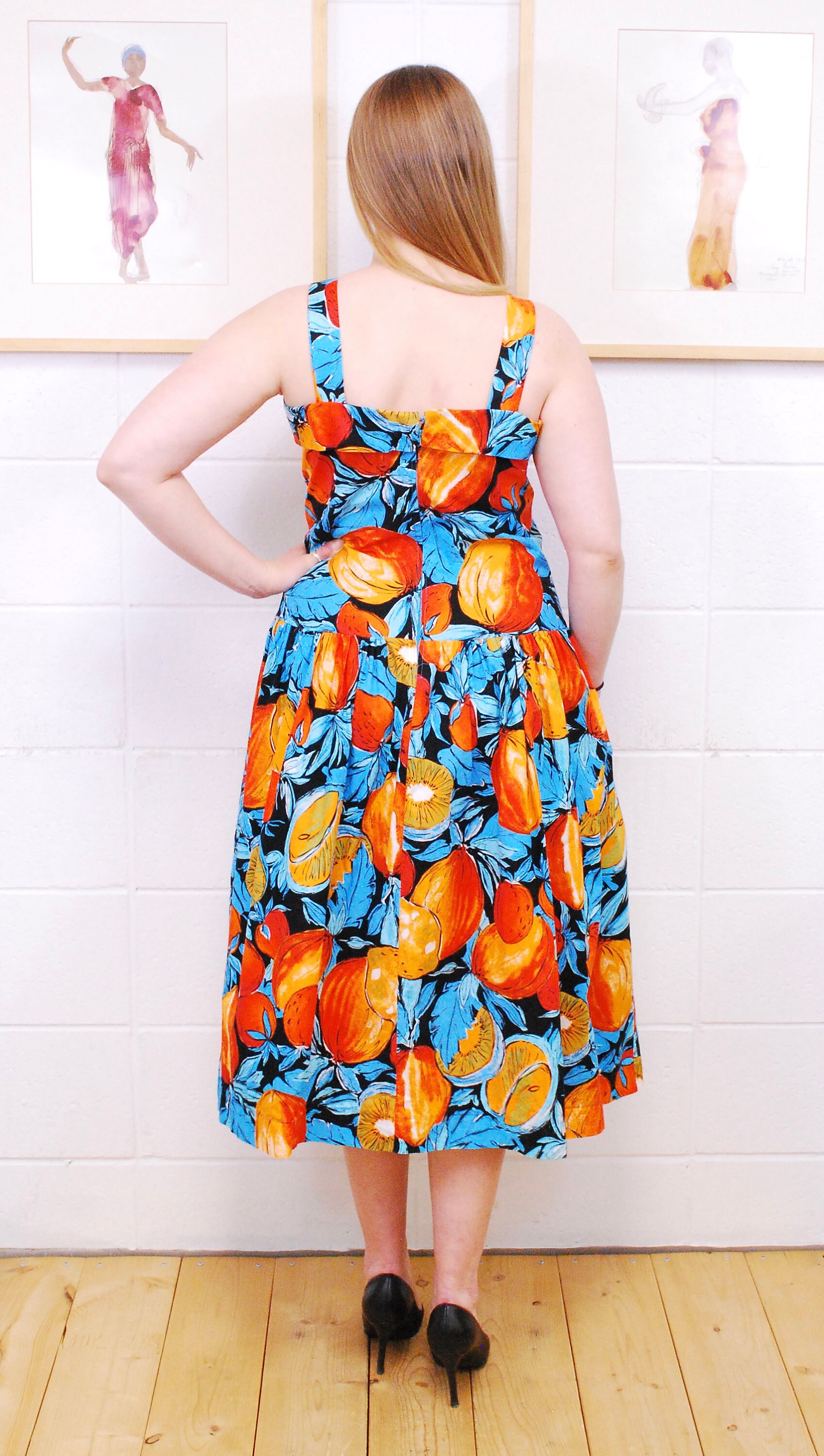 1980's Tropical Fruit Print Summer Sun Dress / Tank Dress Etsy Australia