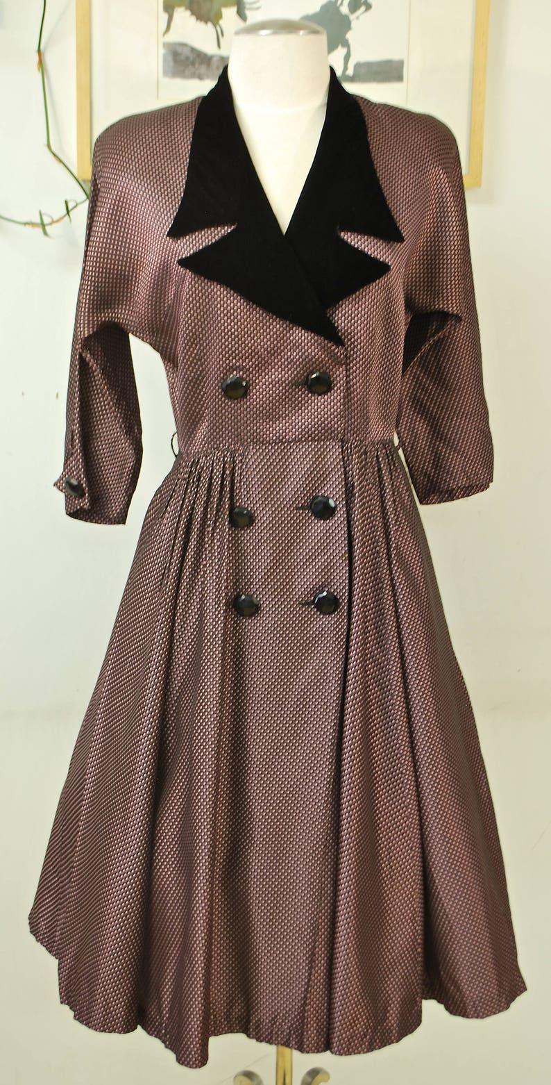 1950/60's Purple Taffeta Dress / Velvet Collar / Cocktail - Etsy