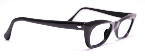 1950's/60's Jet Black Cat Eye Eyeglasses with Cas… - image 2