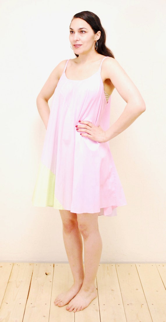 1960's/70's Pastel 3 Tone Cotton Shortie Nightgow… - image 3