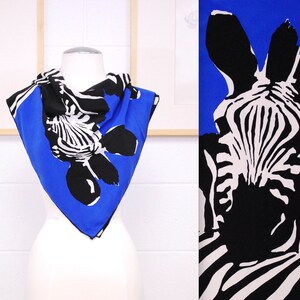 Vintage 1980&#39;s LOUIS FERAUD Sheer Silk Scarf / Zebra Motif / Retro Collectable Rare