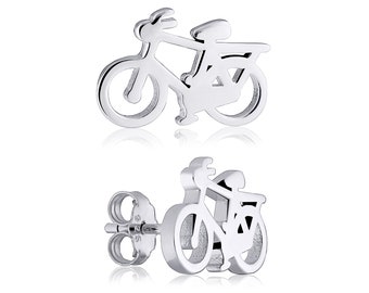 Bicycle Charm Earrings - Sterling Silver Bike Charm Studs - Cyclist Gift