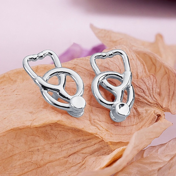 Mini Stethoscope Earrings - Nurse Gift in Sterling Silver - Nurse Graduation, Nurses Week Gift, Doctor Gift, RN Jewelry