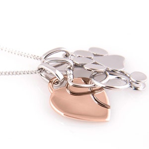 Veterinarian Necklace - Vet Gift - 14k Rose Gold Plated Silver - Veterinary Gift, Vet Grad or Vet Tech, Paw Print & Stethoscope