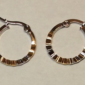 2-Tone Gold and Silver Stainless Steel Hoops,  .75 x .75 inch dia.  Non-Tarnish, Non-Allergenic. Great gift. Waterproof.