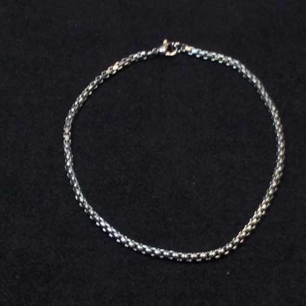 Rainbow, Gold , Silver, Black Stainless Steel 5" to 14"  Small Round Box Anklet, Bracelet or Choker.   Non-tarnish, Waterproof.