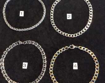 Pulseras y tobilleras de acero inoxidable para mujeres o hombres, de 5&quot; a 10&quot;, no se deslustran, no son alergénicas, número 3 agotado, resistentes al agua, un gran regalo.